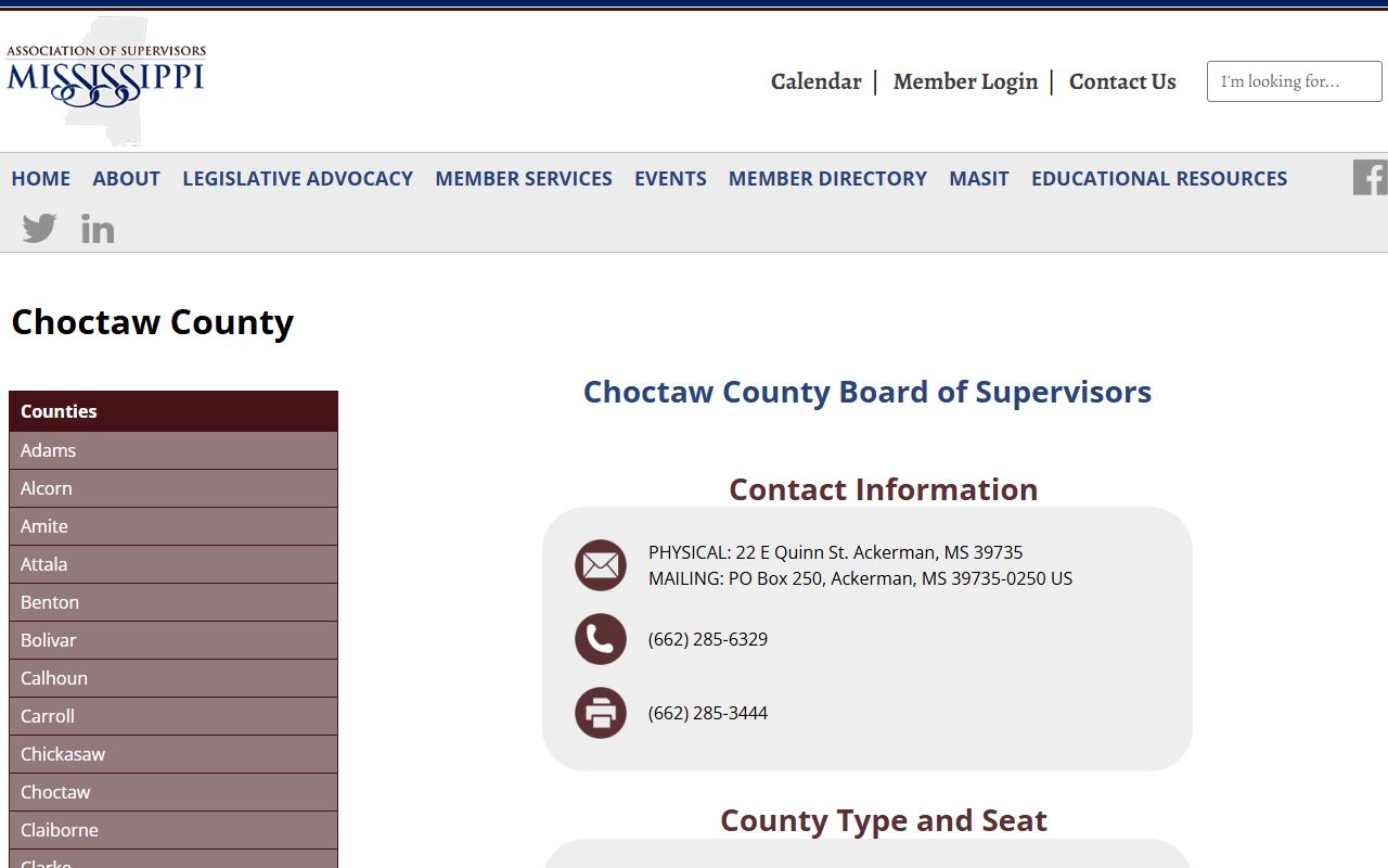 Choctaw County supervisors profile with courthouse and court records contacts