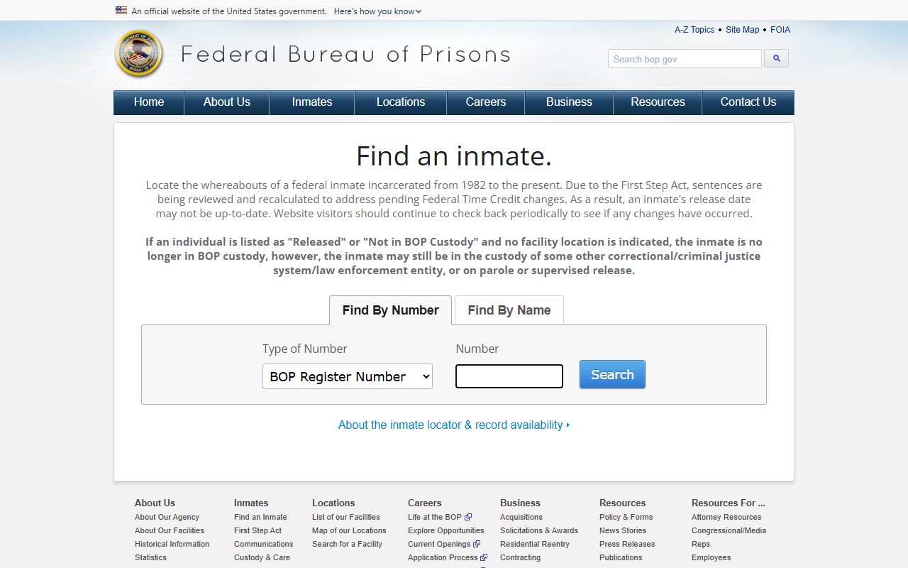 Choctaw County inmate records federal search through the Bureau of Prisons inmate locator