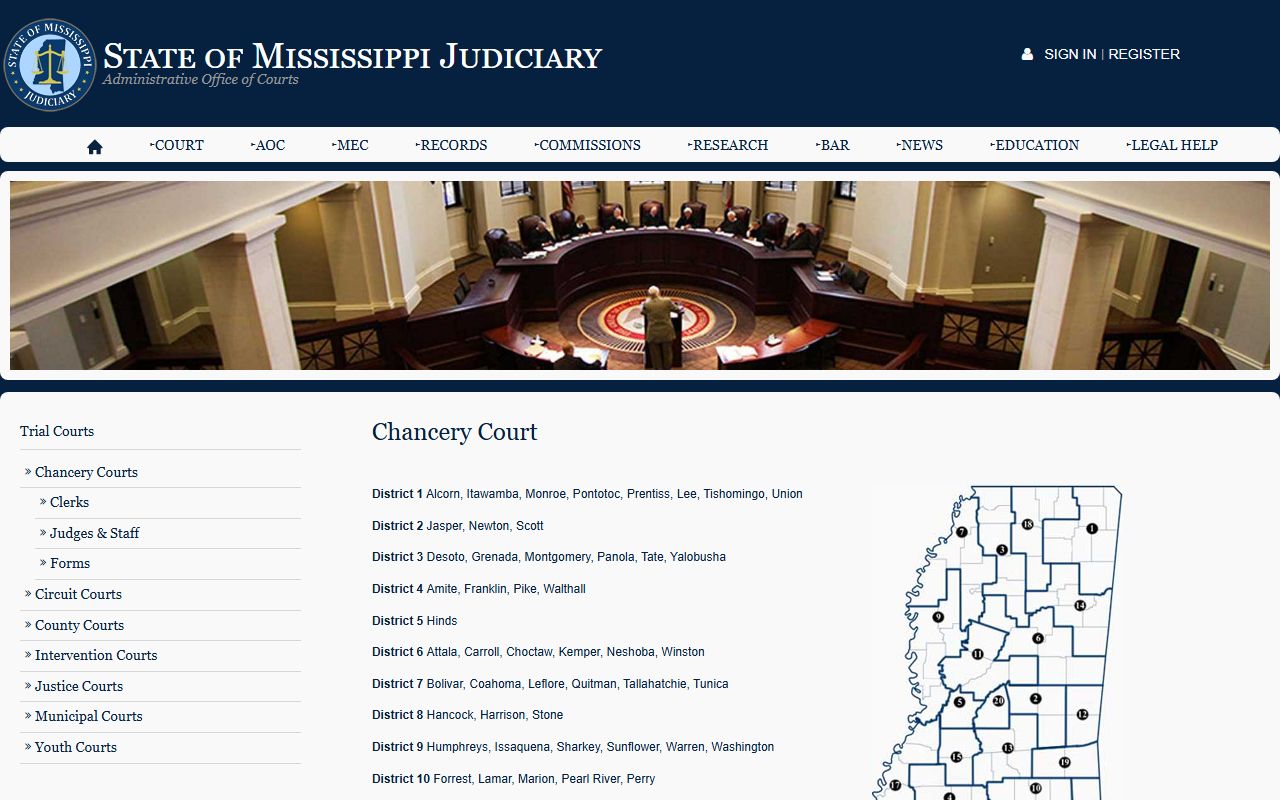 Choctaw County divorce records held by the Mississippi Chancery Court system