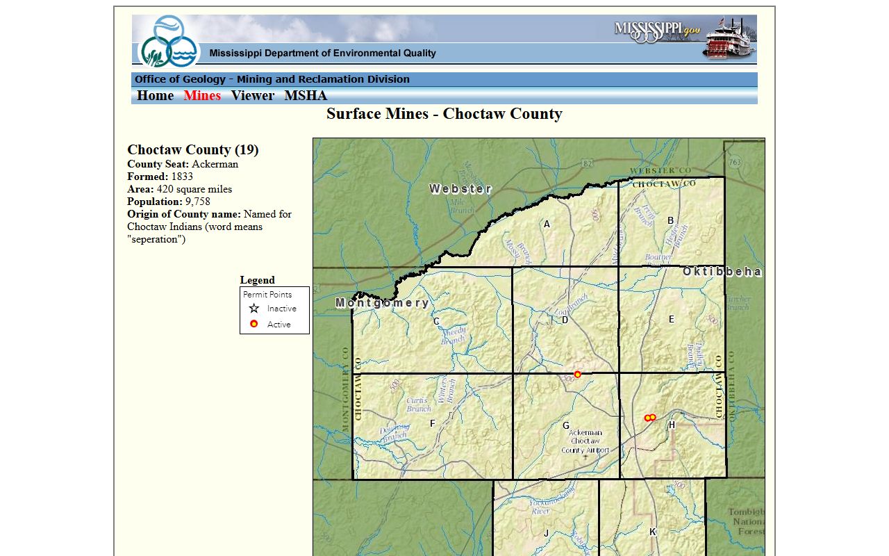 Choctaw County probate records context from the Mississippi county facts profile