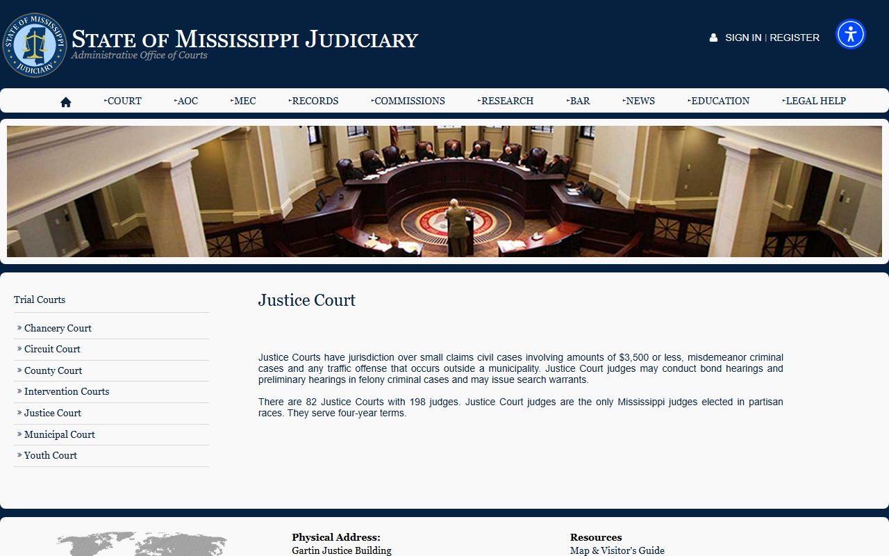 Choctaw County warrant records context from the Mississippi Justice Court overview